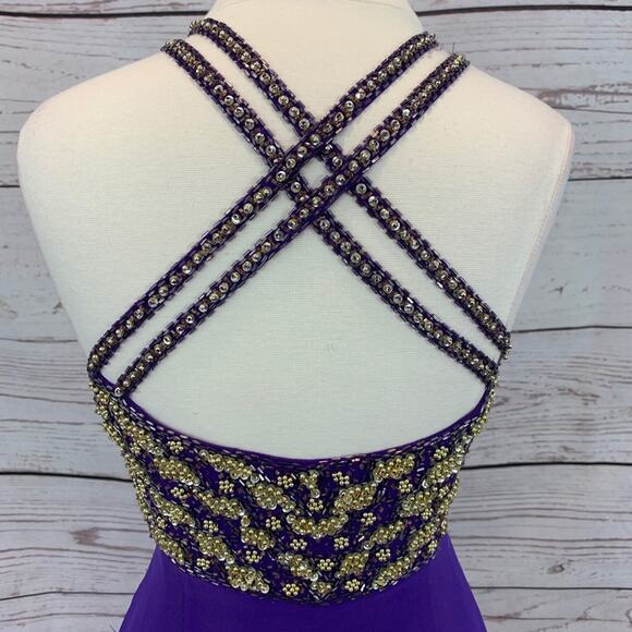 Purple and gold beaded gown - Picture 6 of 6